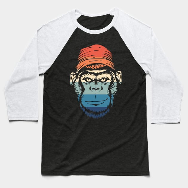 Vintage Smiling Gorilla Baseball T-Shirt by Dojaja